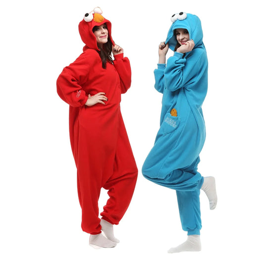 Grenouillères de cosplay monstre Kigurumi Elmo et Cookie pour adultes